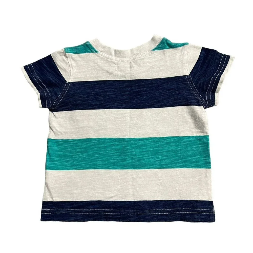 Carter's 6m Navy & Teal Striped Pocket Tee Shirt